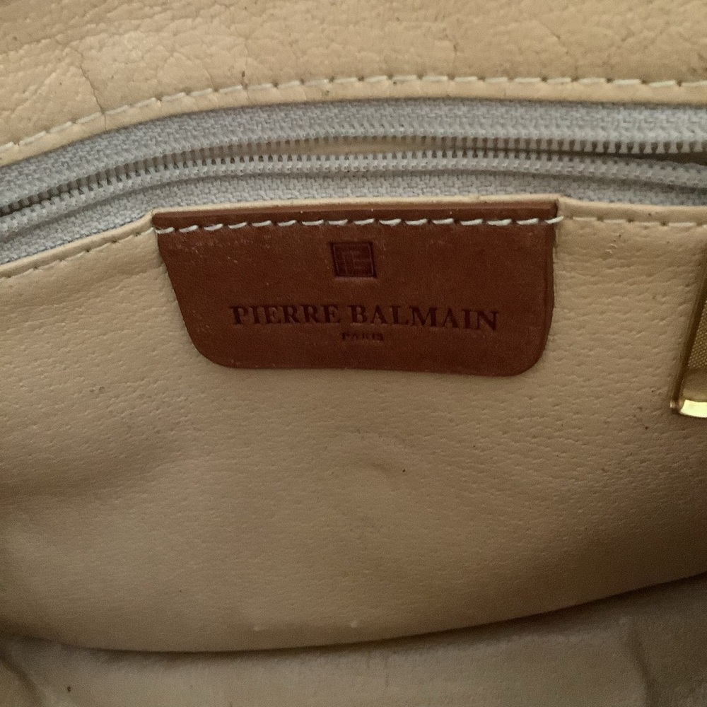Vintage Pierre Balmain Purse White and Brown Leather Crossbody Bag - Picture 4 of 11
